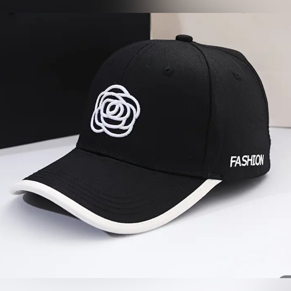 Accessories - Black Floral Embroidery Camilla Flower Ball Cap New without Tags